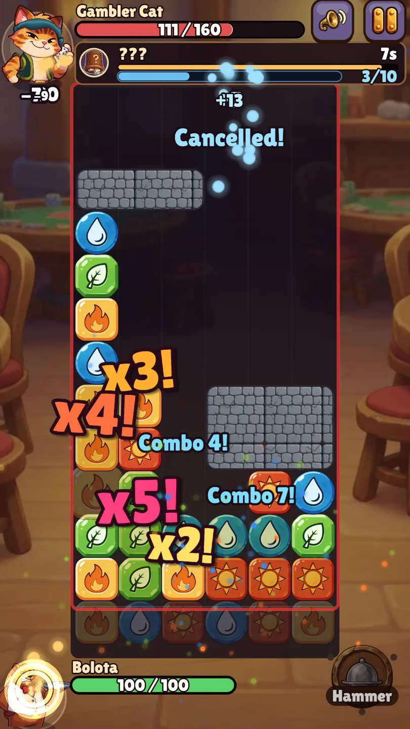 A five-step chain buries the Gambler Cat