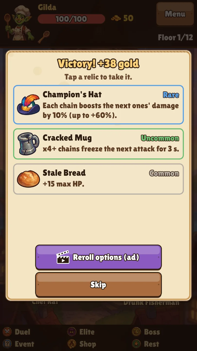 Pick a relic after every win