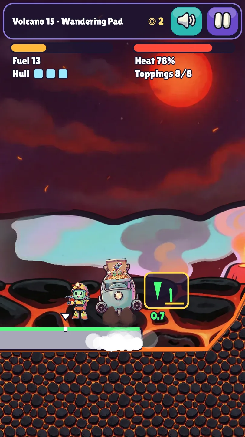 Touch down by the lava on Red Volcano