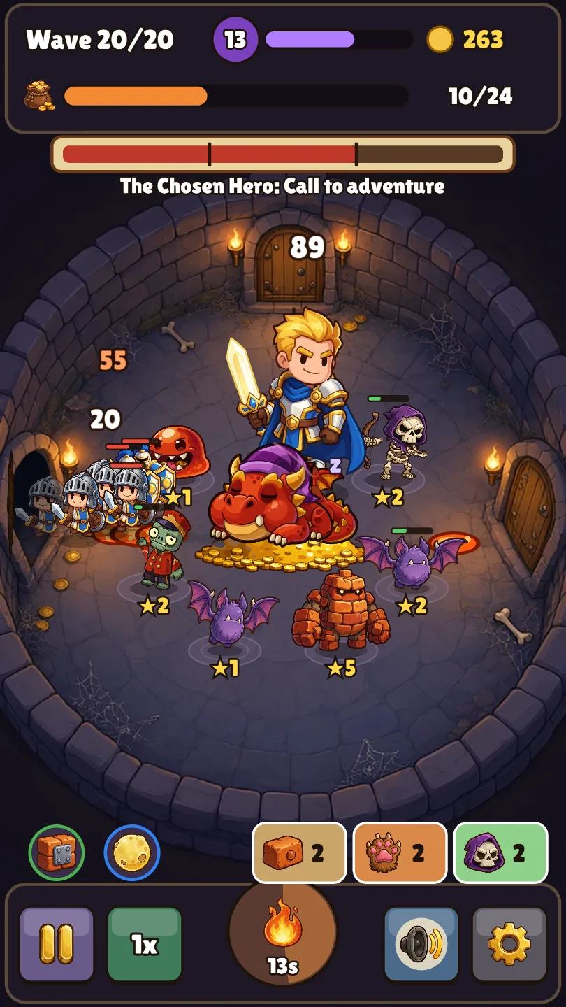 The Chosen Hero storms the final wave