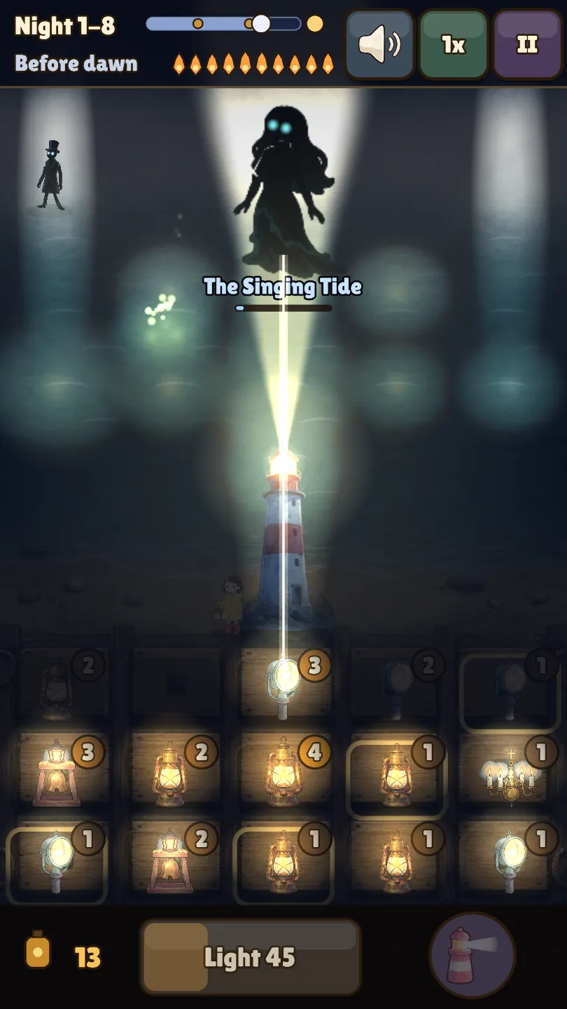 The Singing Tide rises against the lighthouse